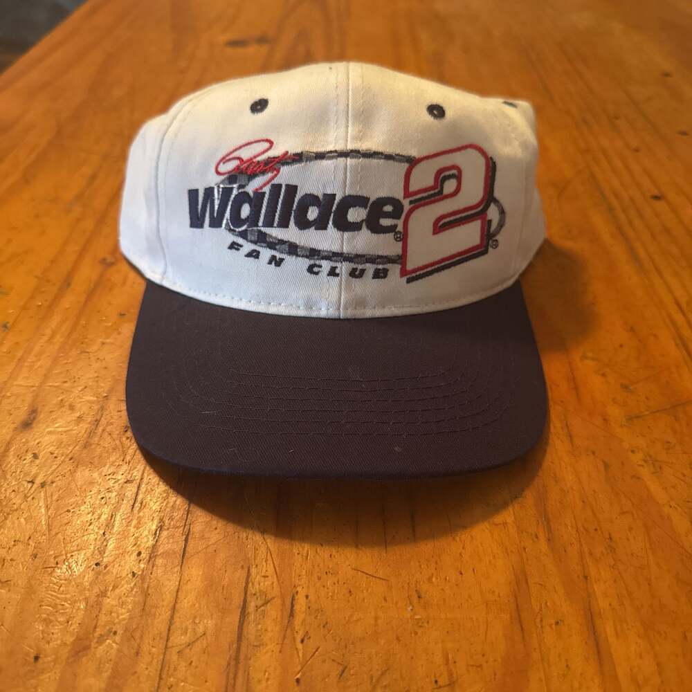 Vintage Rusty Wallace #2 Fan Club White and Navy Blue Snapback Hat